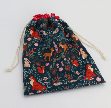 Projektbeutel / Handarbeitsbeutel mit Kordel Midnight Forest